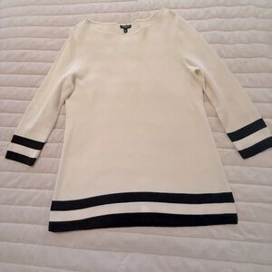 Talbots Cream and Black Striped top